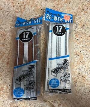 Vintage Wellington Re-Web Kit Lawn Chair Replacement Webbing, 17 Feet, Set of 2